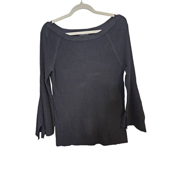 INC International Concepts Tops - INC International Concepts boat neck black ribbed fitted top. Size XL.